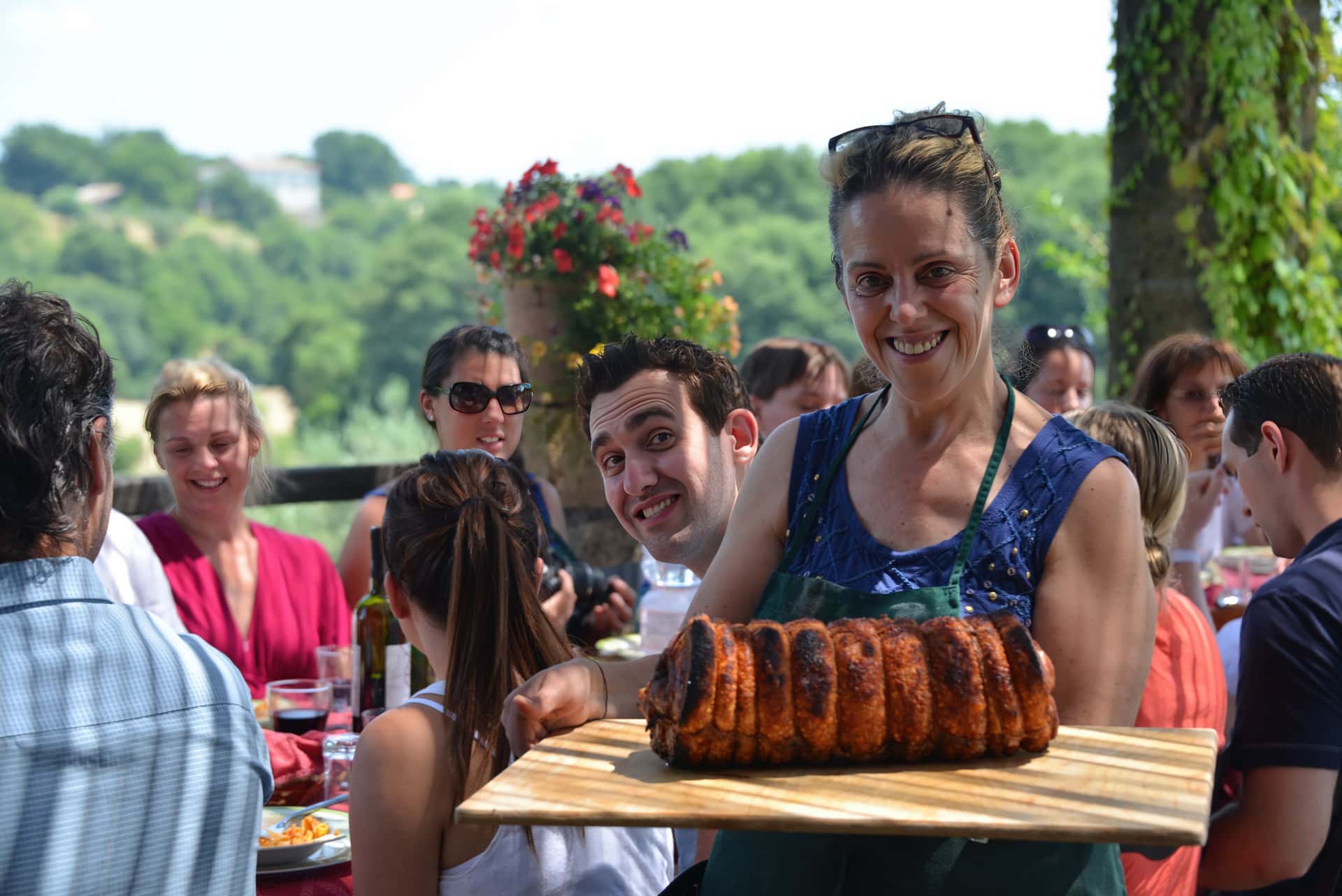 Porchetta lunch in a small town private villa