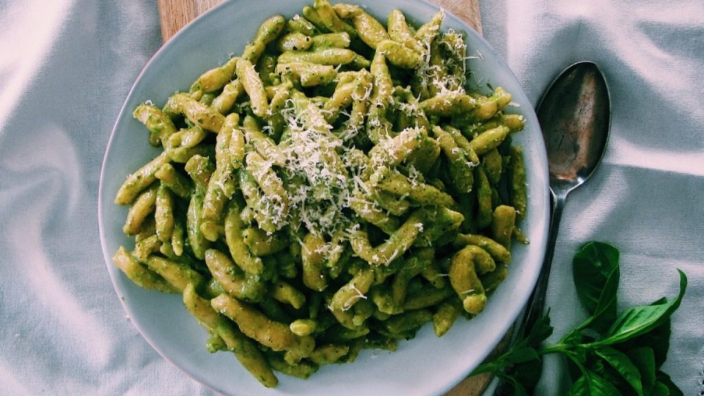 Pici Pasta with Pesto Sauce